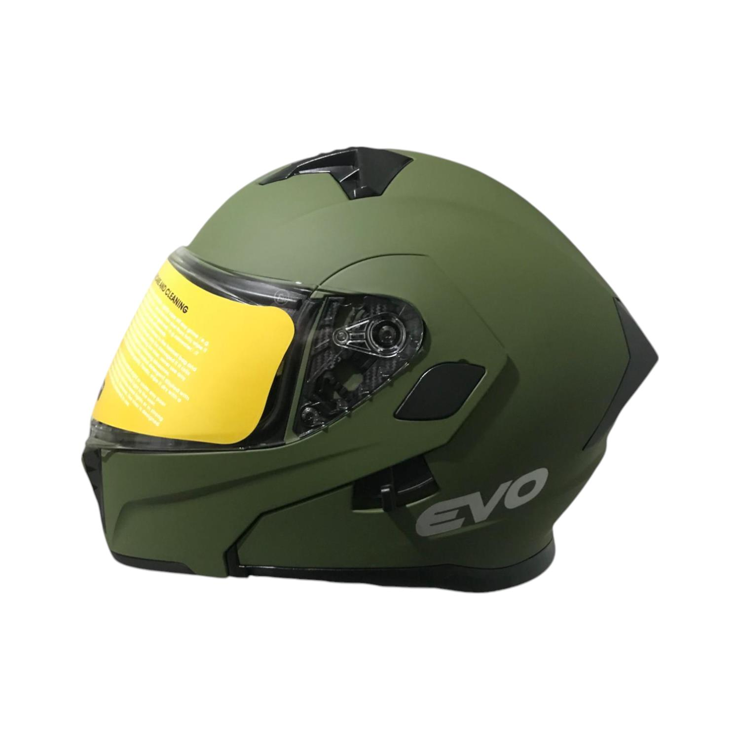 EVO906 ÇENEDEN AÇILIR KASK VİZÖRLÜ MAT YEŞİL #KN90601MY [S]