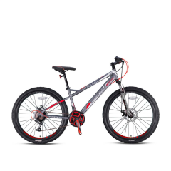 KRON VORTEX 4.0 - 26'' MTB - 15' - 21 Vites - M.DISC - Mat Füme-Kırmızı/Gri #KRN21-491