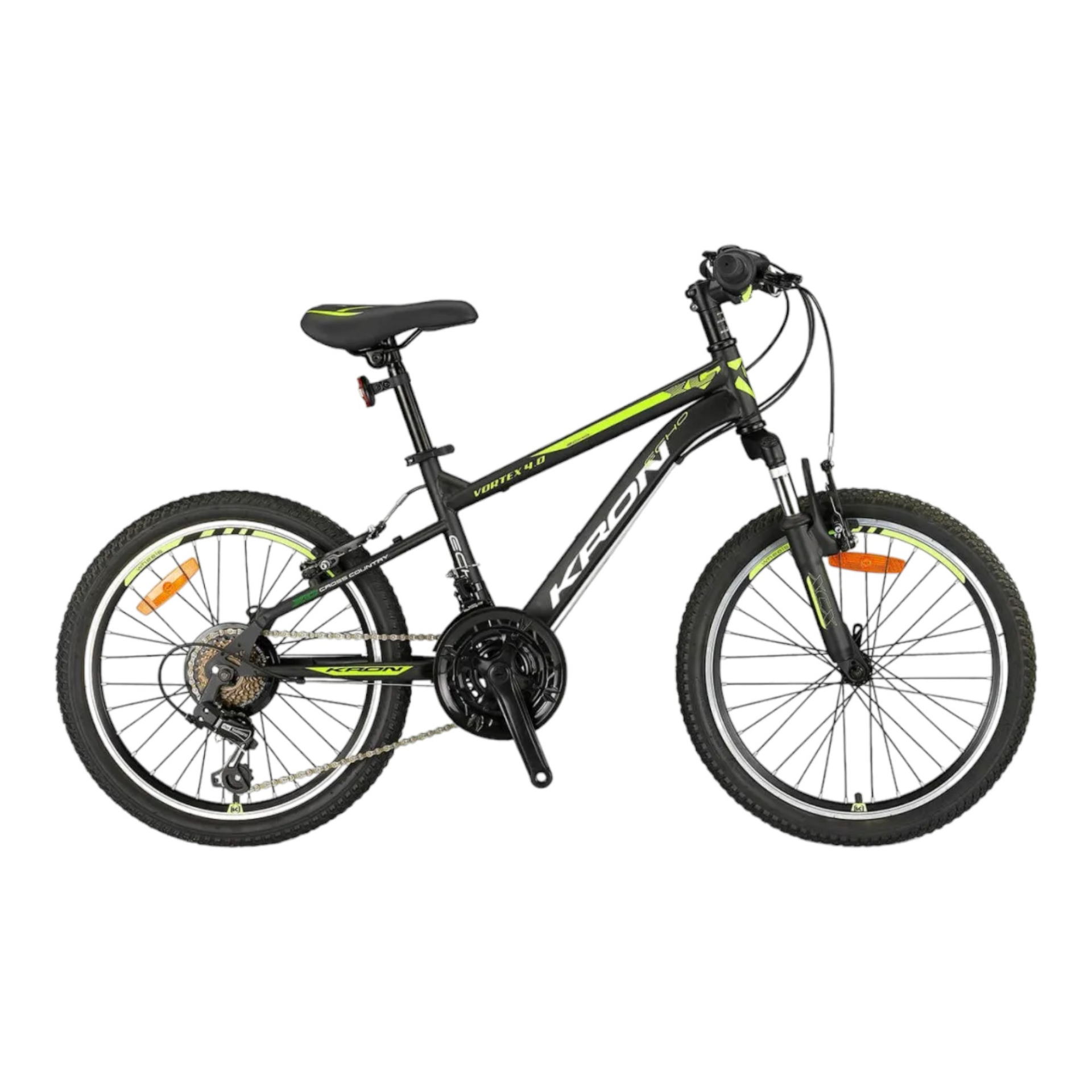 KRON VORTEX 4.0 - 20'' MTB - 13' - 21 Vites - V.B. - Mat Siyah-Gri/Neon Sarı  #KRN23-014