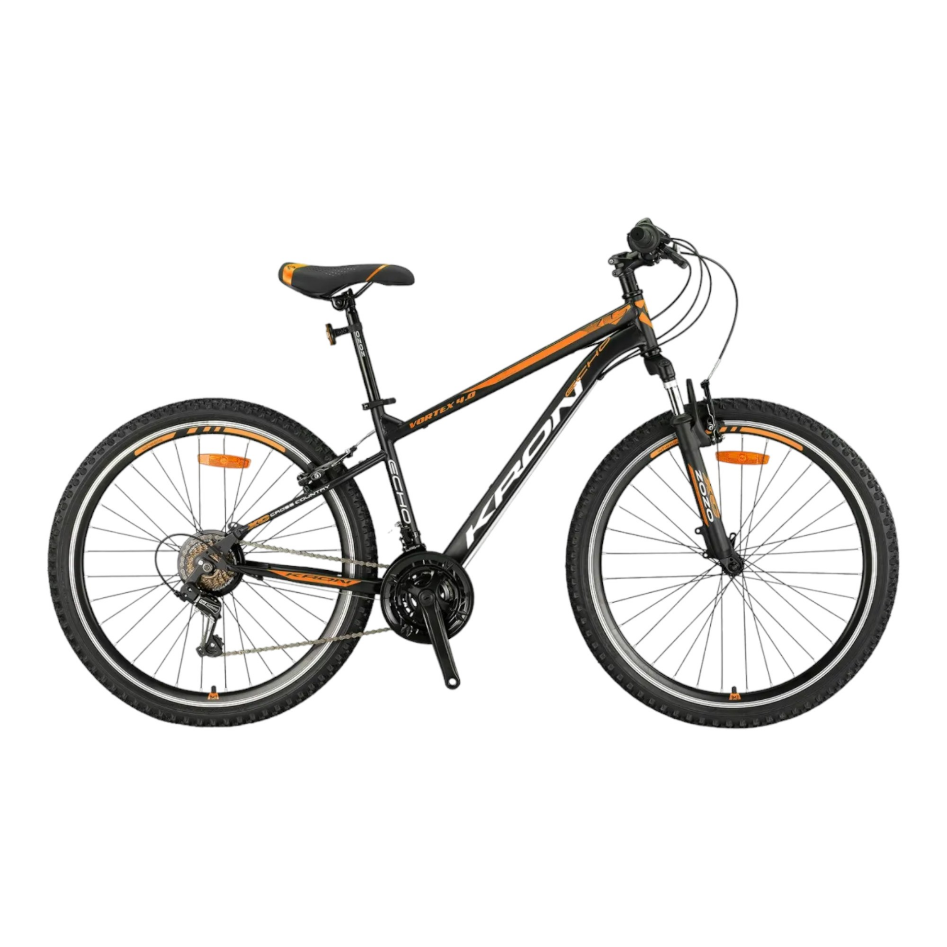 KRON VORTEX 4.0 - 24'' MTB - 14' - 21 Vites - V.B. - Mat Siyah-Gri/Neon Turuncu  #KRN23-017