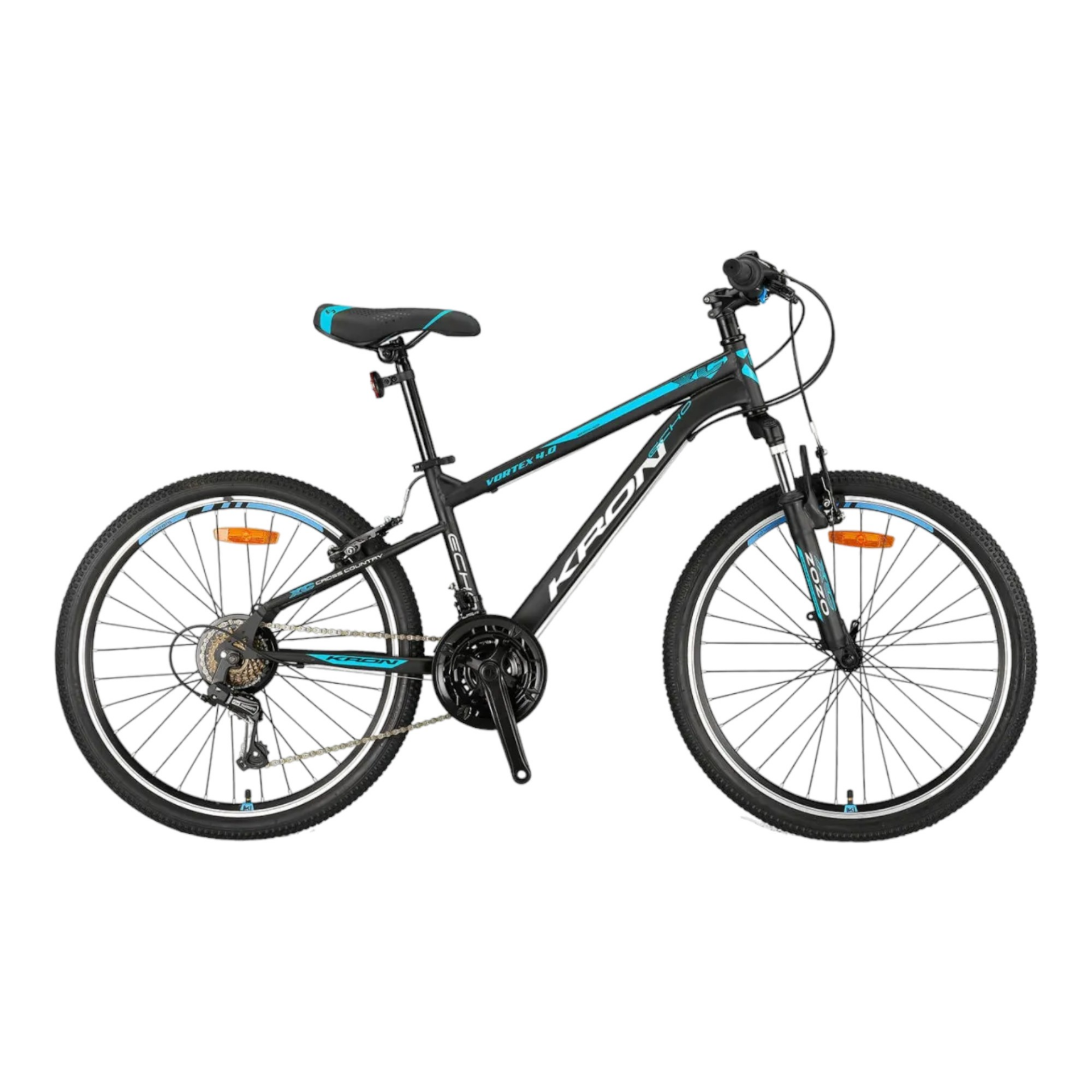 KRON VORTEX 4.0 - 24'' MTB - 1.4' - 21 Vites - V.B. - Mat Siyah-Gri/Mavi   #KRN23-019