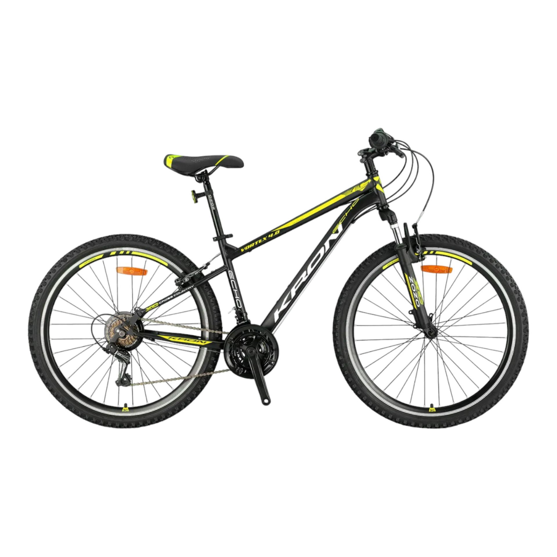 KRON VORTEX 4.0 - 26'' MTB - 16' - 21 Vites - V.B. - Mat Siyah-Gri/Neon Sarı   #KRN23-026