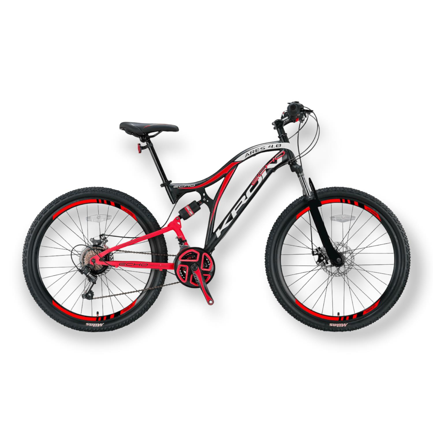 KRON ARES 4.0 - 27.5'' MTB - 16.5'- 21 Vites - Çift AMT - M.DISC -Mat Siyah-Kırmızı/Beyaz #KRN21-435