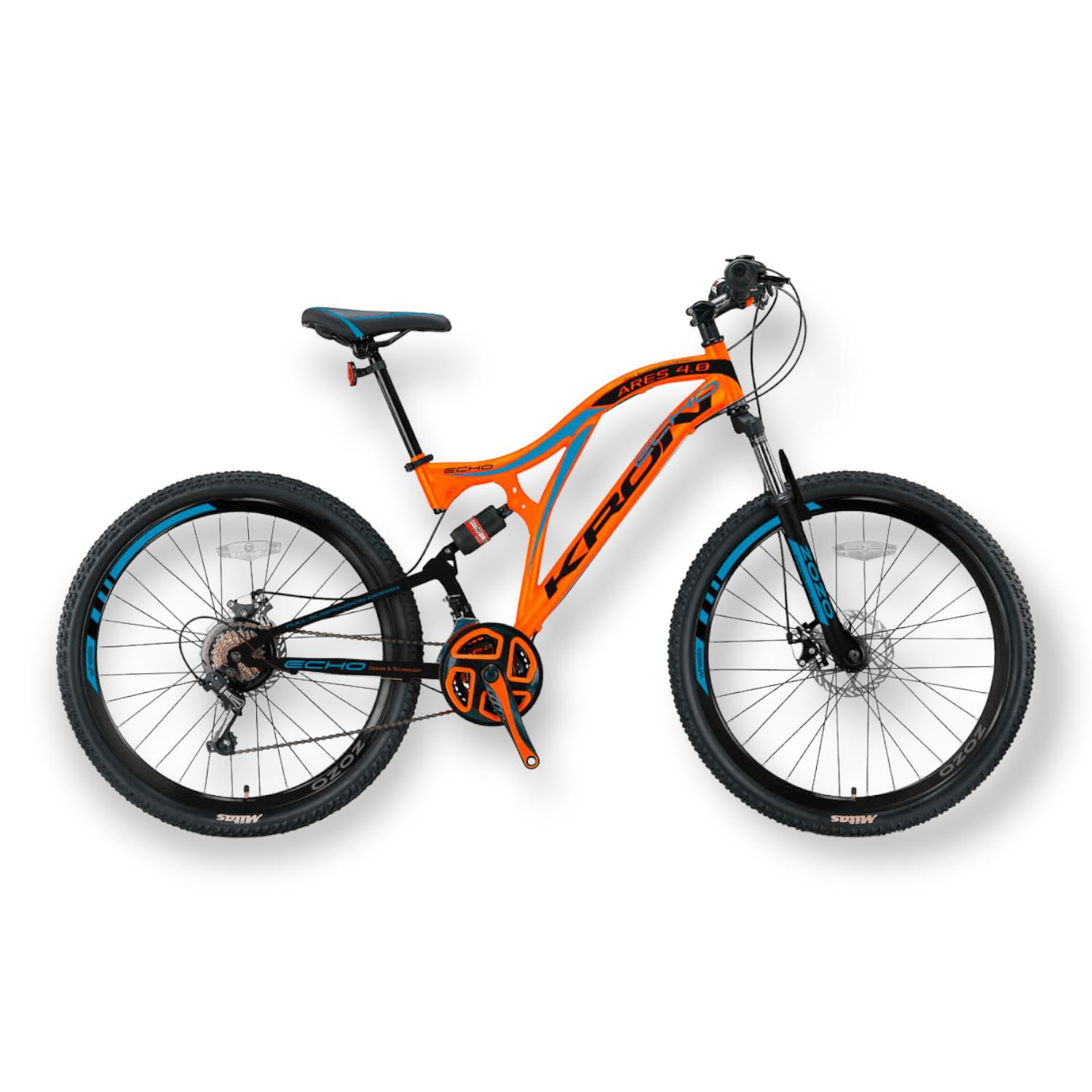 KRON ARES 4.0 - 27.5'' MTB - 16.5'- 21 Vites - Çift AMT - M.DISC -Turuncu-Siyah/Mavi #KRN21-439