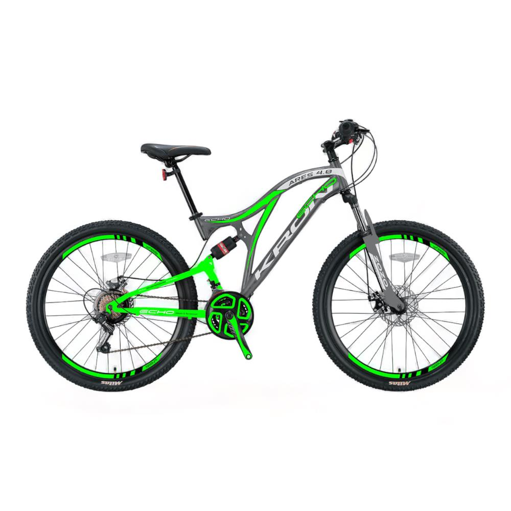 KRON ARES 4.0 - 26'' MTB - 16.5' -21 Vites - Çift AMT - V.B. - Mat Füme-Yeşil/Gri #KRN21-427